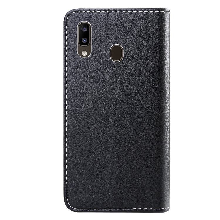 For Galaxy A30 Tricolor Stitching Horizontal Flip TPU + PU Leather Case with Holder & Card Slots & Wallet