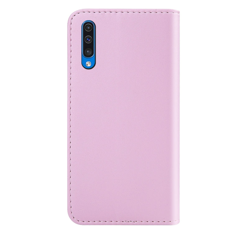 For Galaxy A30s Tricolor Stitching Horizontal Flip TPU + PU Leather Case with Holder & Card Slots & Wallet