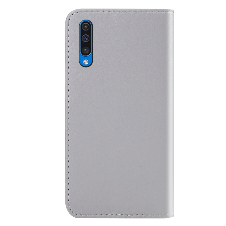For Galaxy A30s Tricolor Stitching Horizontal Flip TPU + PU Leather Case with Holder & Card Slots & Wallet