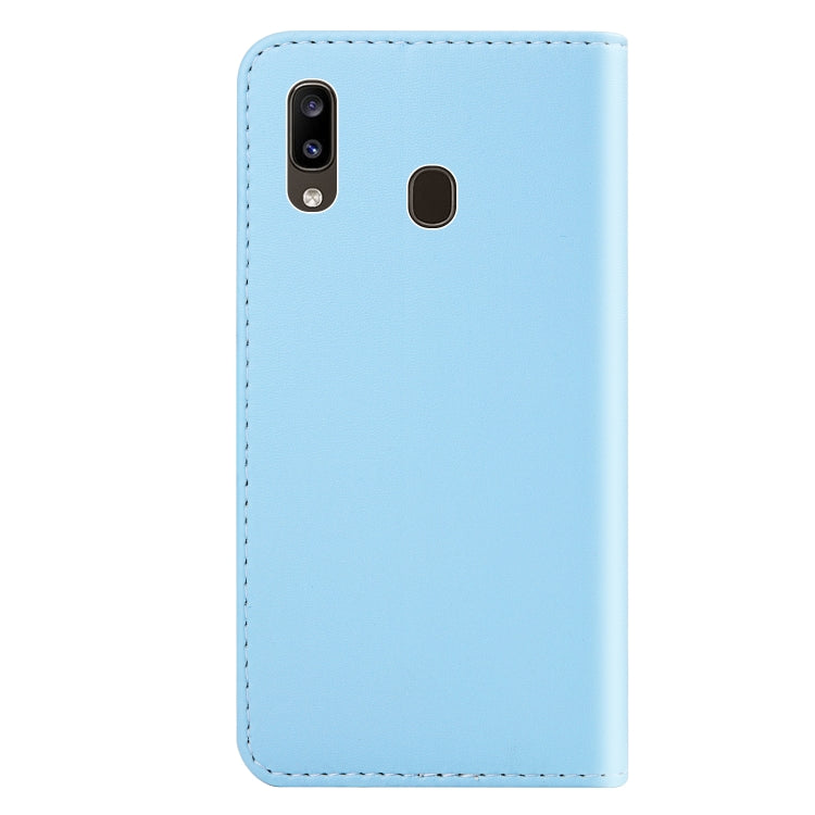 For Galaxy A40 Tricolor Stitching Horizontal Flip TPU + PU Leather Case with Holder & Card Slots & Wallet