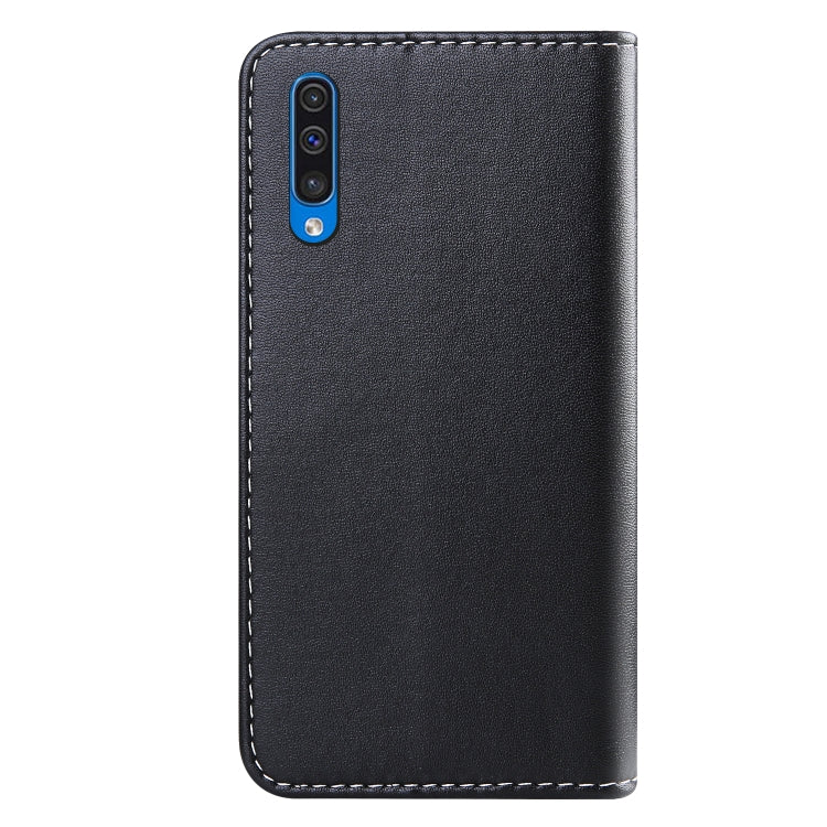 For Galaxy A50s Tricolor Stitching Horizontal Flip TPU + PU Leather Case with Holder & Card Slots & Wallet