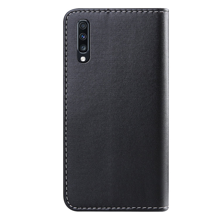 For Galaxy A70 Tricolor Stitching Horizontal Flip TPU + PU Leather Case with Holder & Card Slots & Wallet