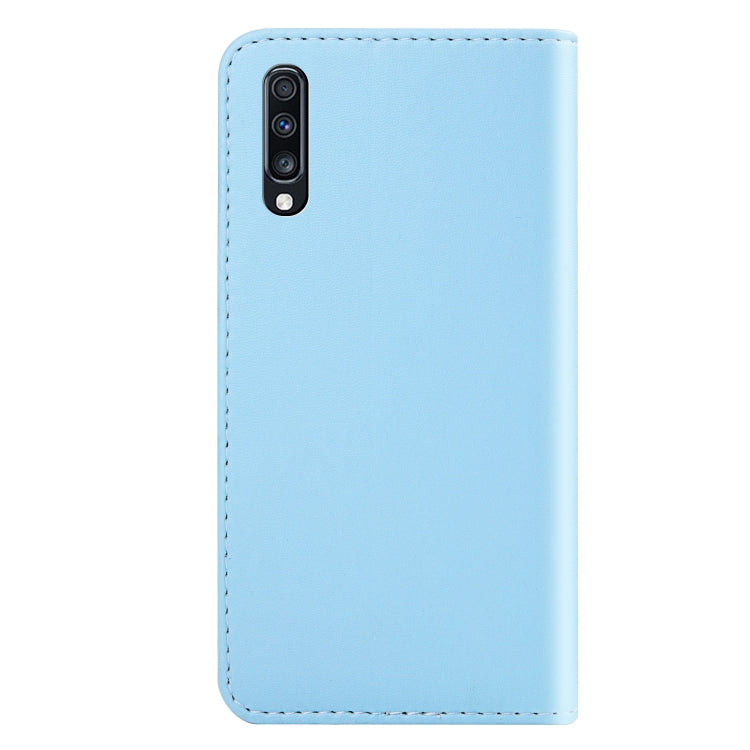 For Galaxy A70 Tricolor Stitching Horizontal Flip TPU + PU Leather Case with Holder & Card Slots & Wallet