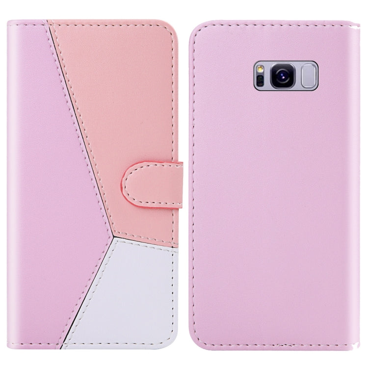 For Galaxy S8 Tricolor Stitching Horizontal Flip TPU + PU Leather Case with Holder & Card Slots & Wallet