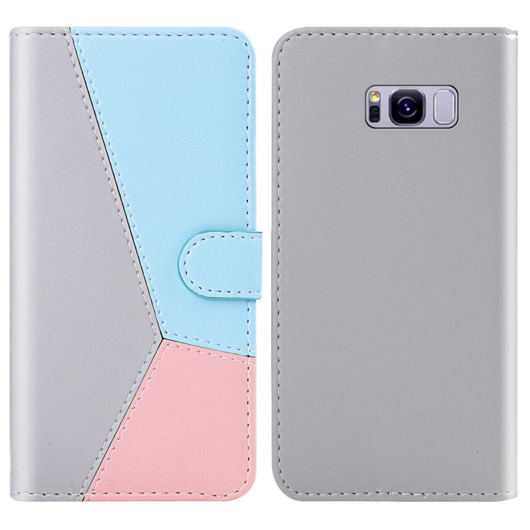 For Galaxy S8 Tricolor Stitching Horizontal Flip TPU + PU Leather Case with Holder & Card Slots & Wallet