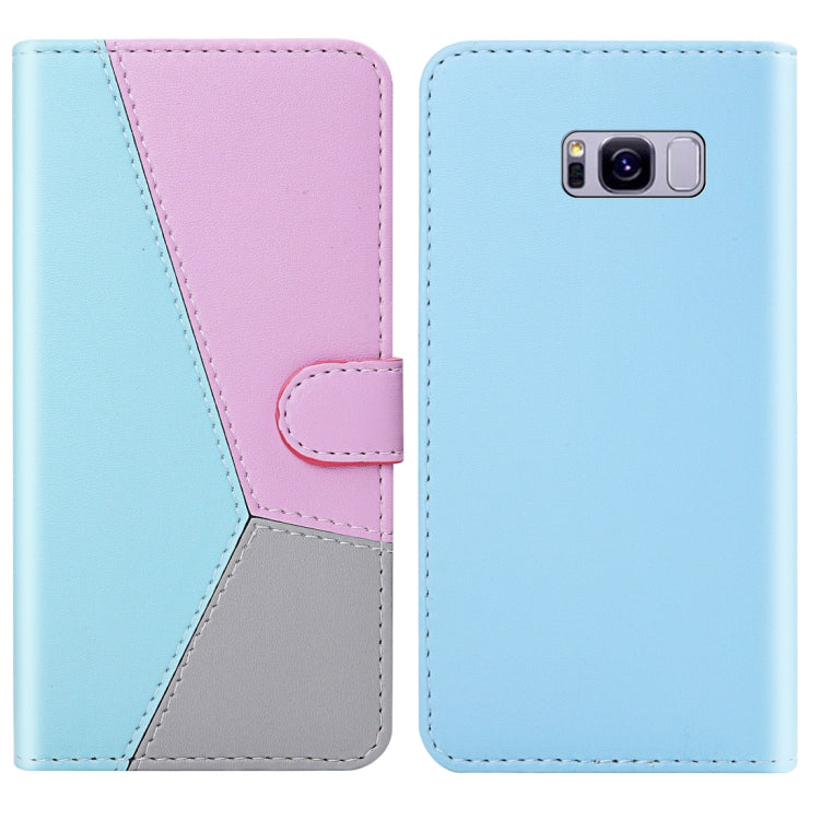 For Galaxy S8+ Tricolor Stitching Horizontal Flip TPU + PU Leather Case with Holder & Card Slots & Wallet