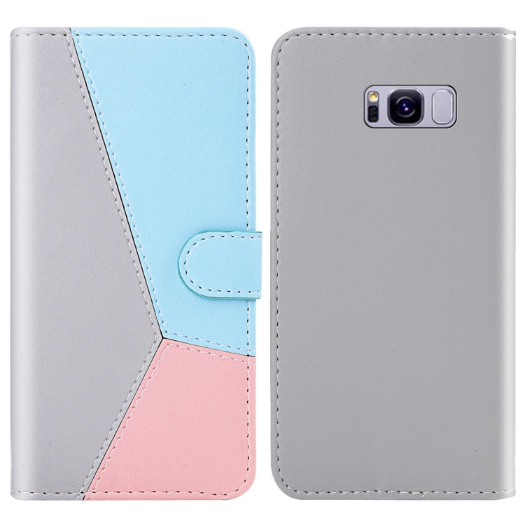 For Galaxy S8+ Tricolor Stitching Horizontal Flip TPU + PU Leather Case with Holder & Card Slots & Wallet