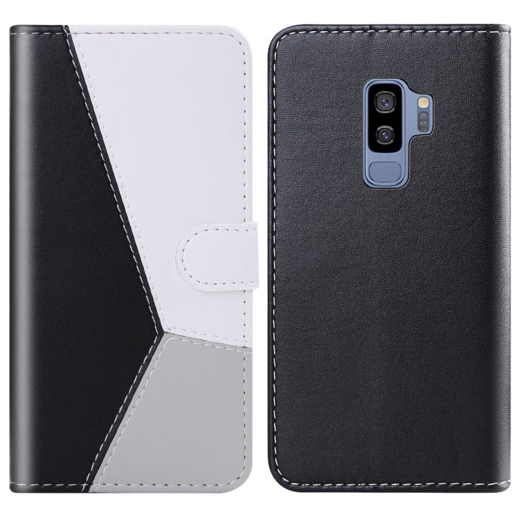 For Galaxy S9+ Tricolor Stitching Horizontal Flip TPU + PU Leather Case with Holder & Card Slots & Wallet