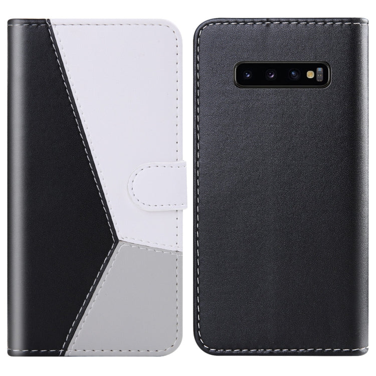 For Galaxy S10 Tricolor Stitching Horizontal Flip TPU + PU Leather Case with Holder & Card Slots & Wallet