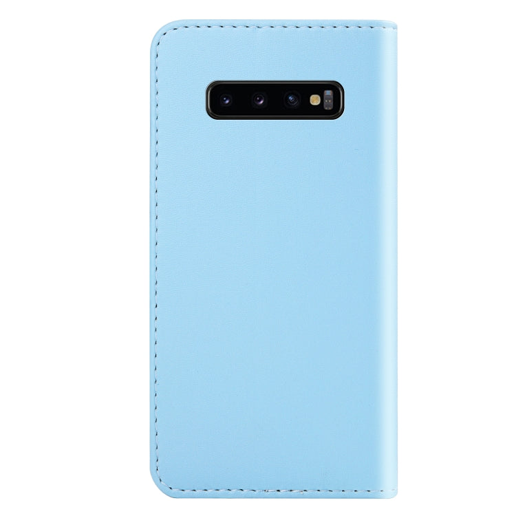 For Galaxy S10 Tricolor Stitching Horizontal Flip TPU + PU Leather Case with Holder & Card Slots & Wallet
