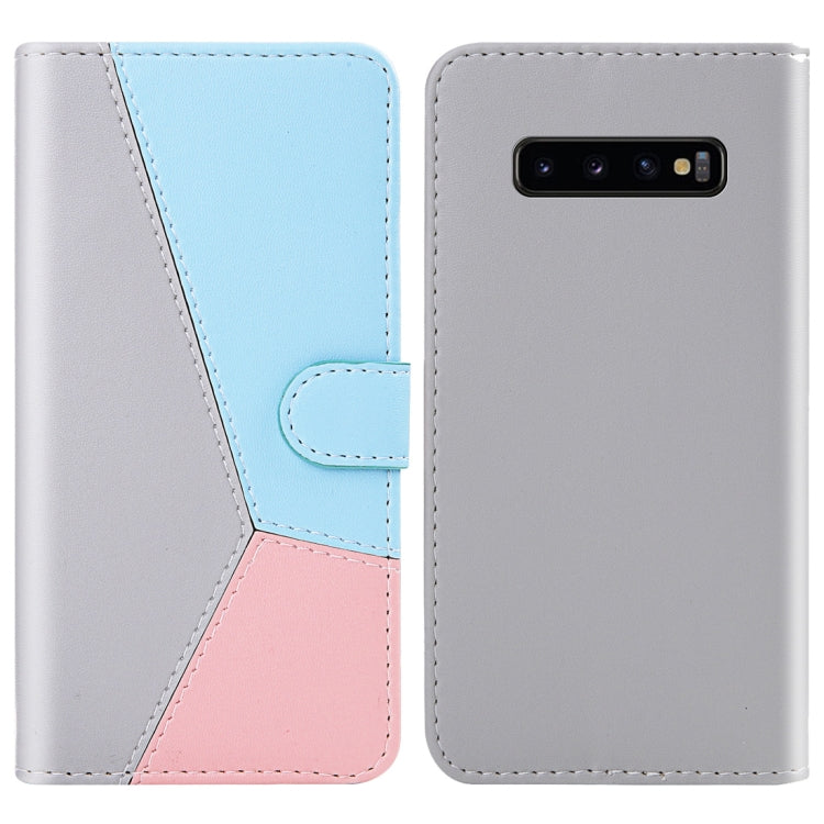 For Galaxy S10 Tricolor Stitching Horizontal Flip TPU + PU Leather Case with Holder & Card Slots & Wallet