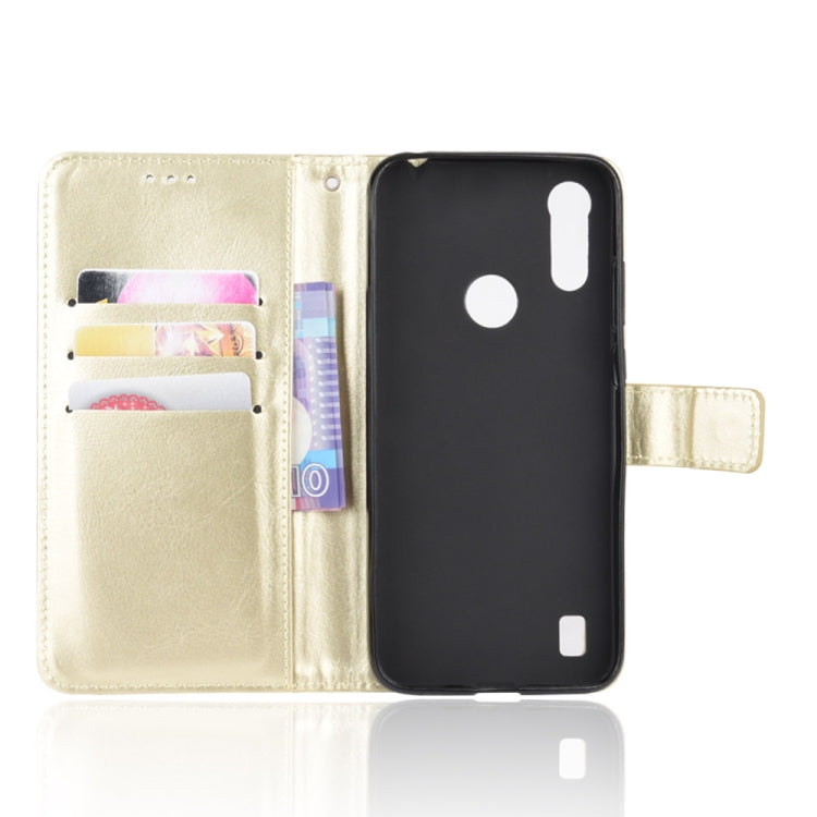 For Motorola Moto E6i Retro Crazy Horse Texture Horizontal Flip Leather Case with Holder & Card Slots & Lanyard