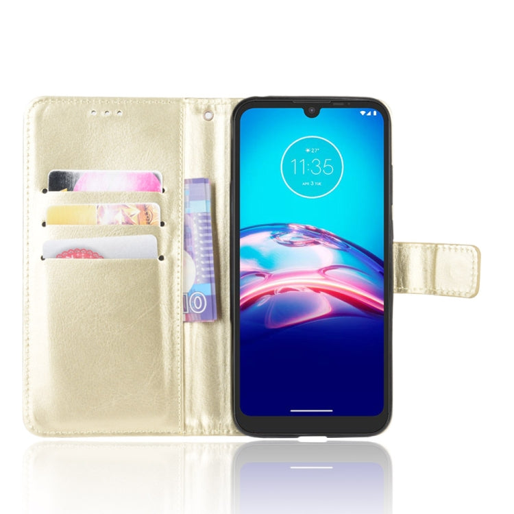For Motorola Moto E6i Retro Crazy Horse Texture Horizontal Flip Leather Case with Holder & Card Slots & Lanyard