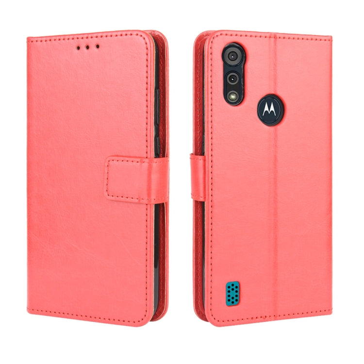 For Motorola Moto E6i Retro Crazy Horse Texture Horizontal Flip Leather Case with Holder & Card Slots & Lanyard