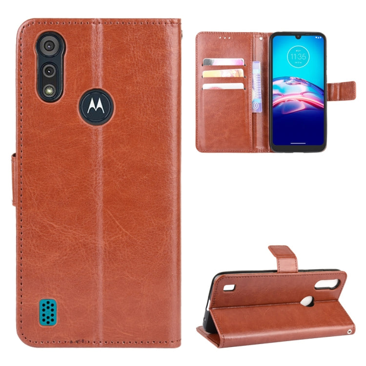 For Motorola Moto E6i Retro Crazy Horse Texture Horizontal Flip Leather Case with Holder & Card Slots & Lanyard