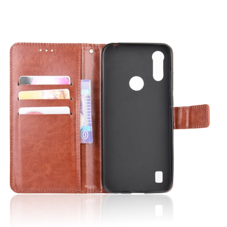 For Motorola Moto E6i Retro Crazy Horse Texture Horizontal Flip Leather Case with Holder & Card Slots & Lanyard