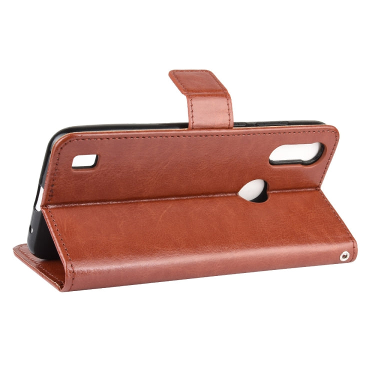 For Motorola Moto E6i Retro Crazy Horse Texture Horizontal Flip Leather Case with Holder & Card Slots & Lanyard