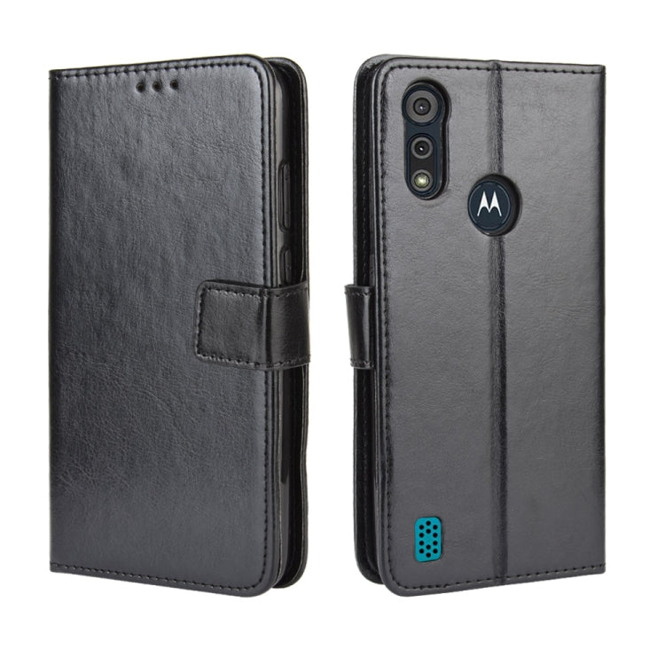 For Motorola Moto E6i Retro Crazy Horse Texture Horizontal Flip Leather Case with Holder & Card Slots & Lanyard