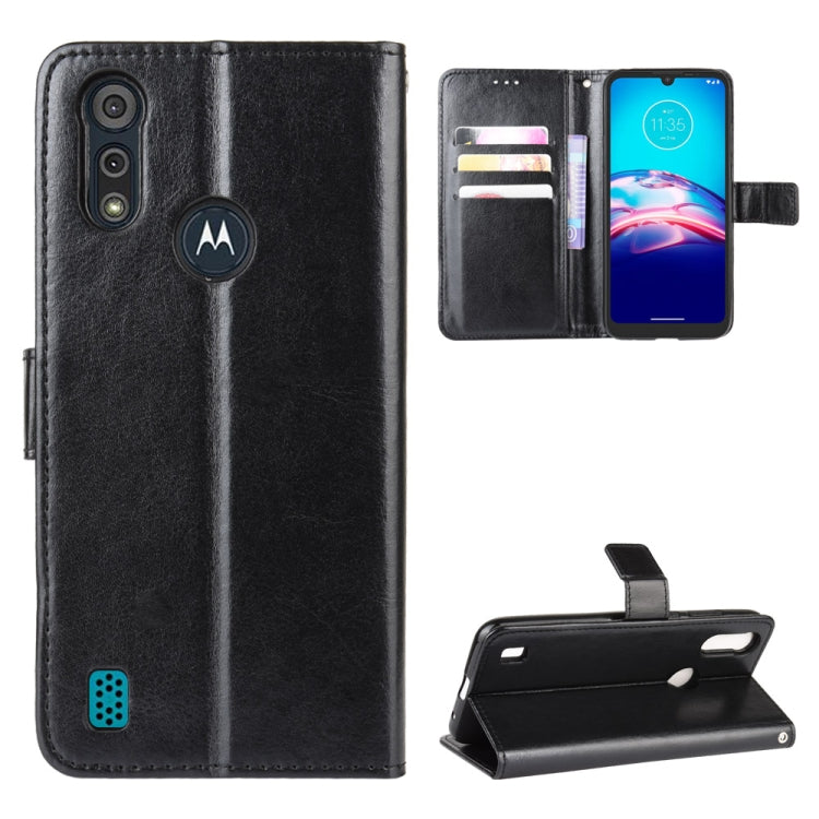 For Motorola Moto E6i Retro Crazy Horse Texture Horizontal Flip Leather Case with Holder & Card Slots & Lanyard