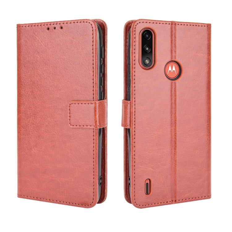 For Motorola Moto E7 Power Retro Crazy Horse Texture Horizontal Flip Leather Case with Holder & Card Slots & Lanyard