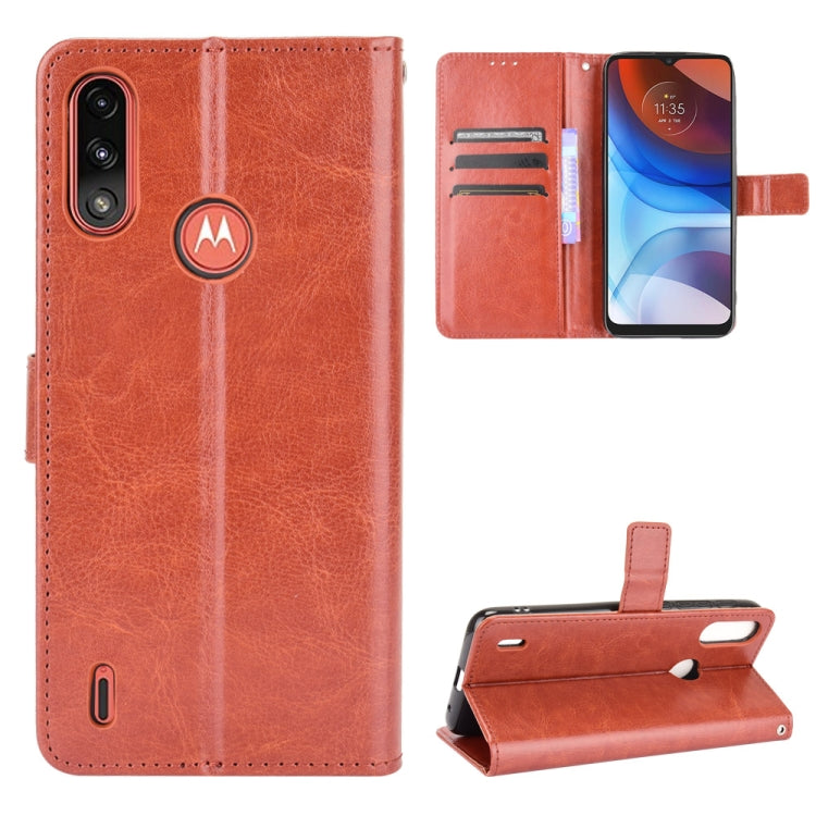For Motorola Moto E7 Power Retro Crazy Horse Texture Horizontal Flip Leather Case with Holder & Card Slots & Lanyard