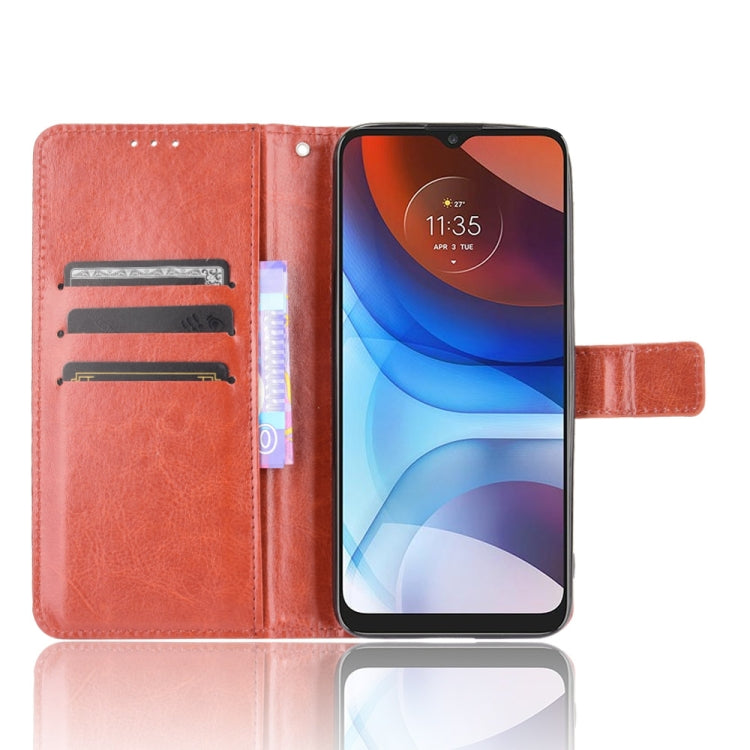 For Motorola Moto E7 Power Retro Crazy Horse Texture Horizontal Flip Leather Case with Holder & Card Slots & Lanyard