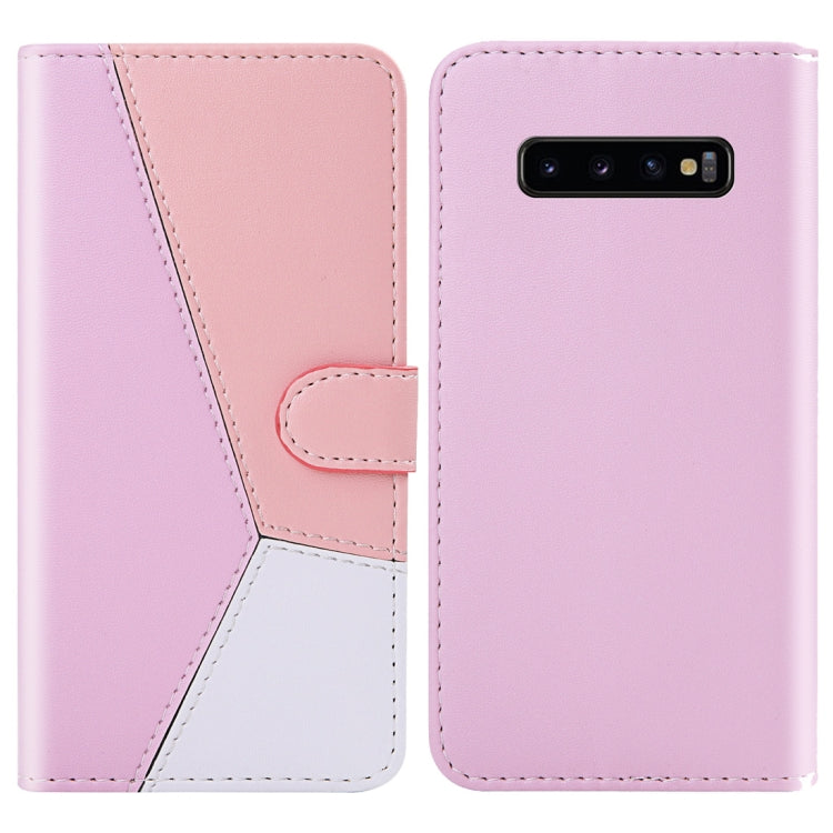 For Galaxy S10 5G Tricolor Stitching Horizontal Flip TPU + PU Leather Case with Holder & Card Slots & Wallet