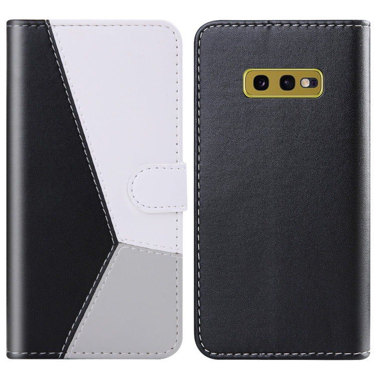 For Galaxy S10e Tricolor Stitching Horizontal Flip TPU + PU Leather Case with Holder & Card Slots & Wallet