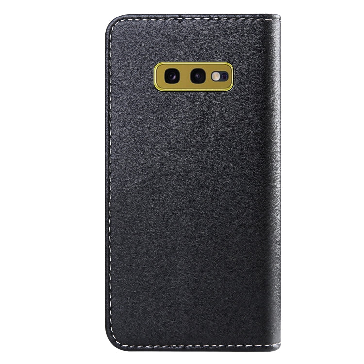 For Galaxy S10e Tricolor Stitching Horizontal Flip TPU + PU Leather Case with Holder & Card Slots & Wallet