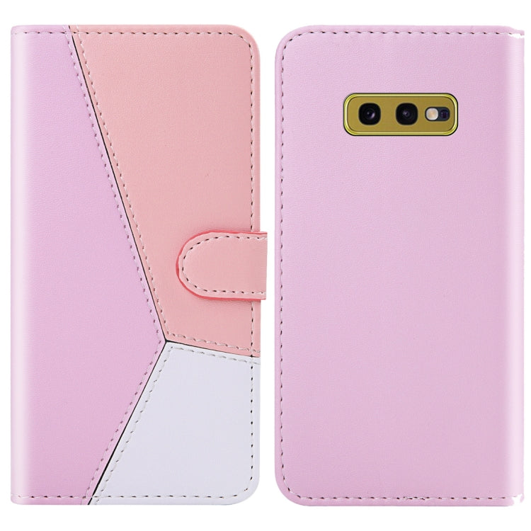 For Galaxy S10e Tricolor Stitching Horizontal Flip TPU + PU Leather Case with Holder & Card Slots & Wallet