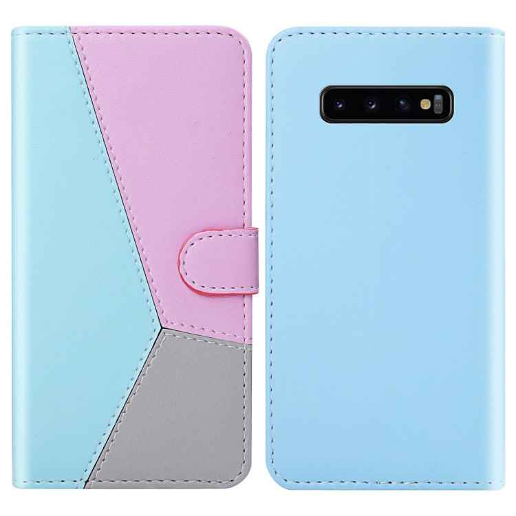 For Galaxy S10+ Tricolor Stitching Horizontal Flip TPU + PU Leather Case with Holder & Card Slots & Wallet