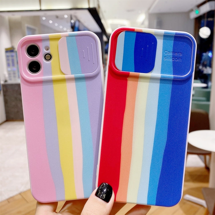 For iPhone 12 mini Rainbow Sliding Lens Cover Design Shockproof Protective Case