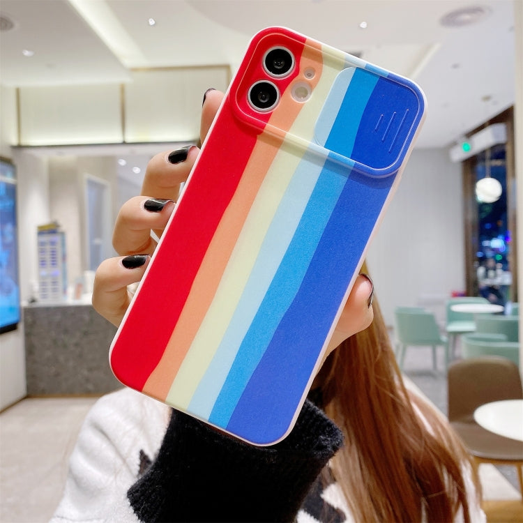 For iPhone 12 Rainbow Sliding Lens Cover Design Shockproof Protective Case