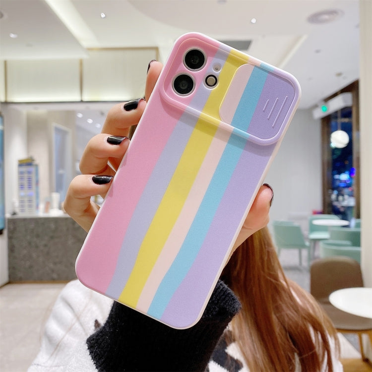 For iPhone 12 Pro Max Rainbow Sliding Lens Cover Design Shockproof Protective Case
