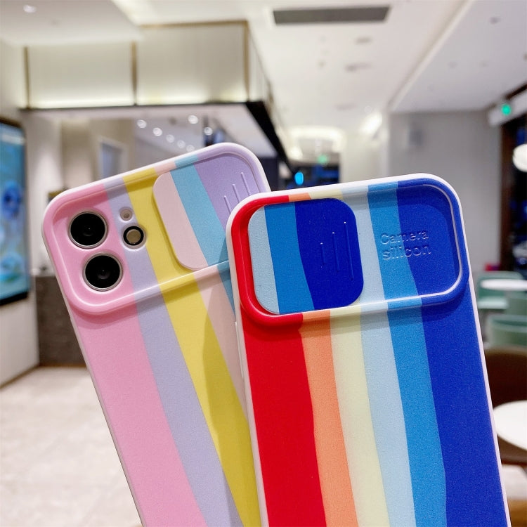For iPhone 12 Pro Max Rainbow Sliding Lens Cover Design Shockproof Protective Case