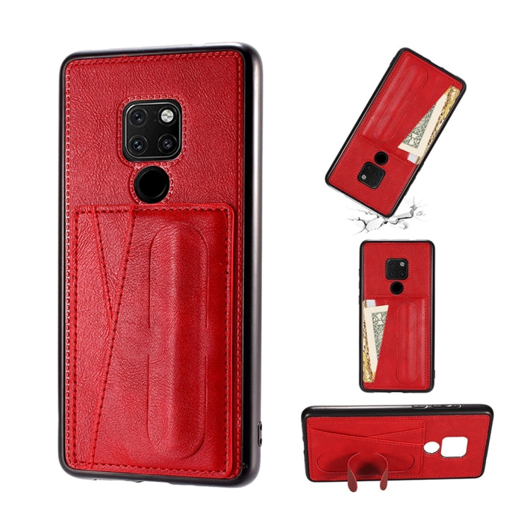 For Huawei Mate 20 Shockproof PC + PU Protective Case with Spring Holder & Card Slot