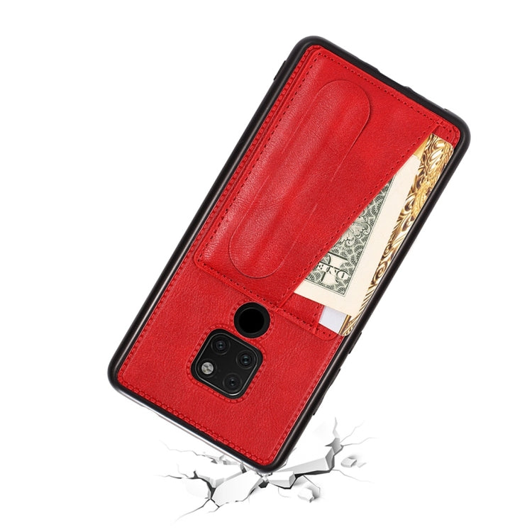 For Huawei Mate 20 Shockproof PC + PU Protective Case with Spring Holder & Card Slot