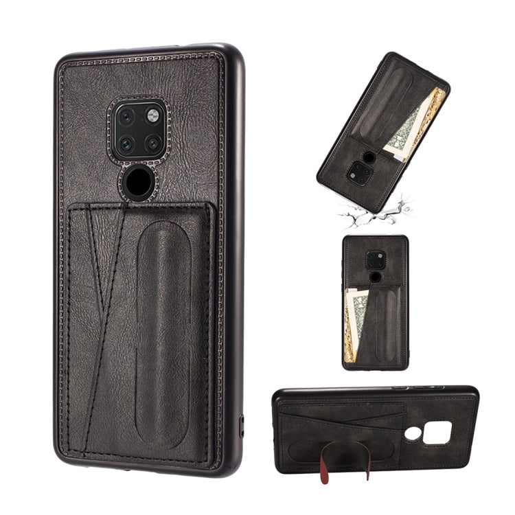 For Huawei Mate 20 Shockproof PC + PU Protective Case with Spring Holder & Card Slot