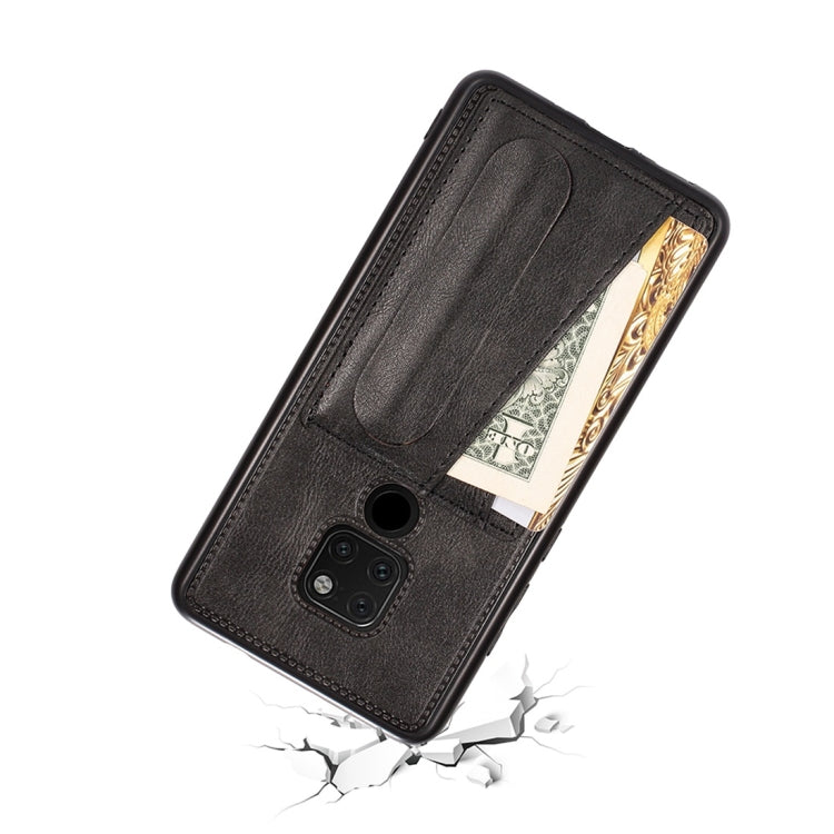 For Huawei Mate 20 Shockproof PC + PU Protective Case with Spring Holder & Card Slot