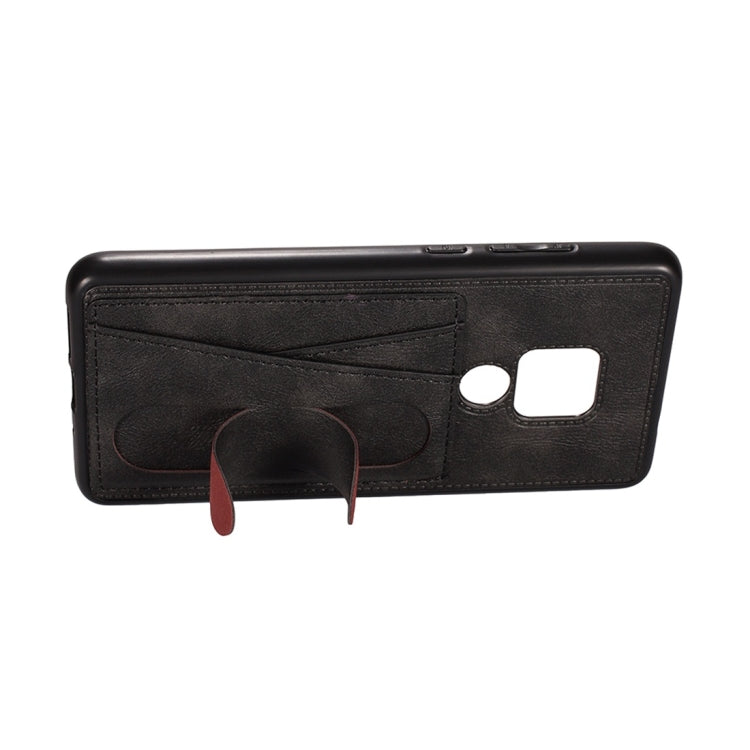 For Huawei Mate 20 Shockproof PC + PU Protective Case with Spring Holder & Card Slot