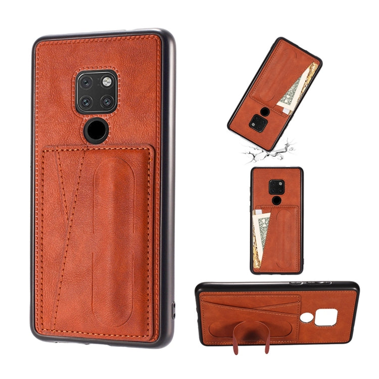 For Huawei Mate 20 Shockproof PC + PU Protective Case with Spring Holder & Card Slot