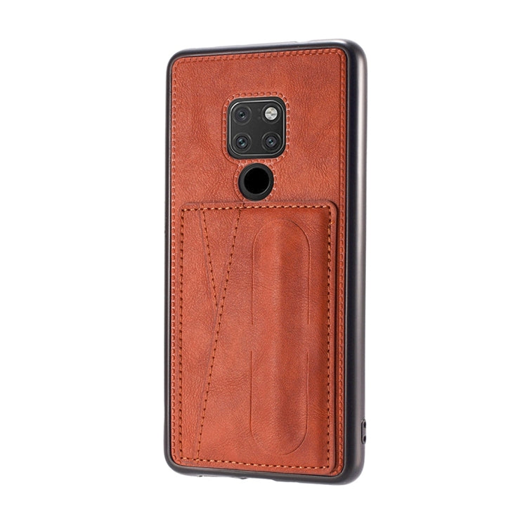 For Huawei Mate 20 Shockproof PC + PU Protective Case with Spring Holder & Card Slot