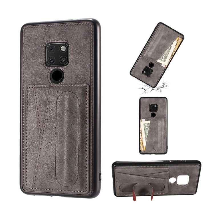 For Huawei Mate 20 Shockproof PC + PU Protective Case with Spring Holder & Card Slot