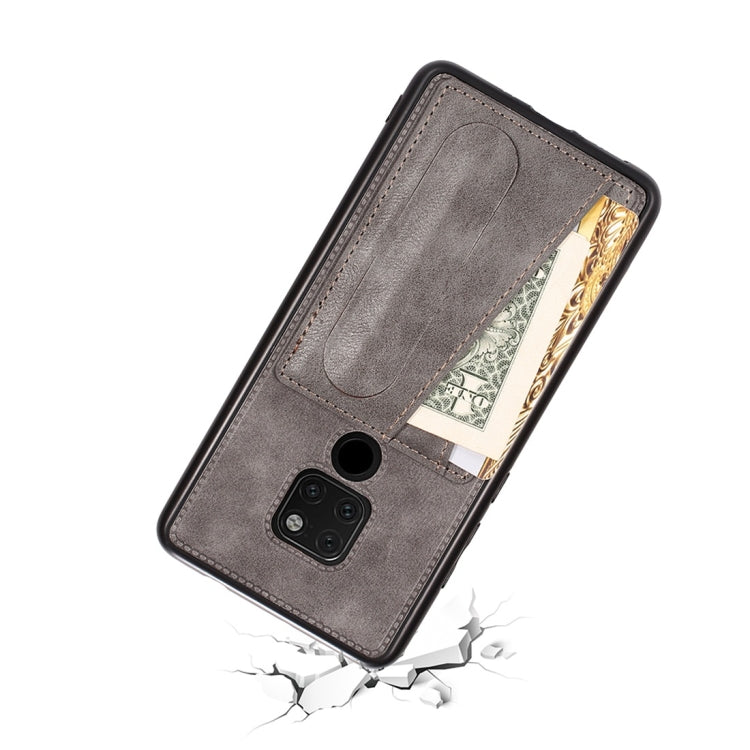 For Huawei Mate 20 Shockproof PC + PU Protective Case with Spring Holder & Card Slot