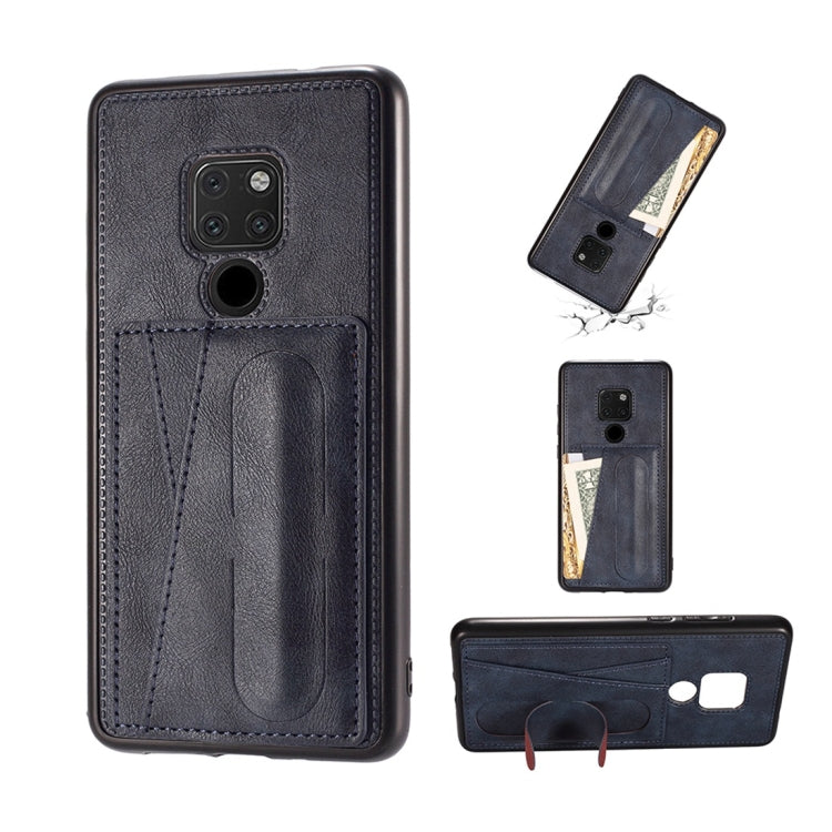 For Huawei Mate 20 Shockproof PC + PU Protective Case with Spring Holder & Card Slot
