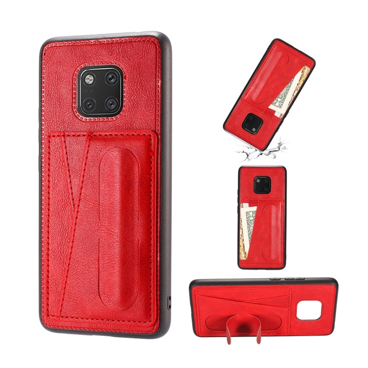 For Huawei Mate 20 Pro Shockproof PC + PU Protective Case with Spring Holder & Card Slot