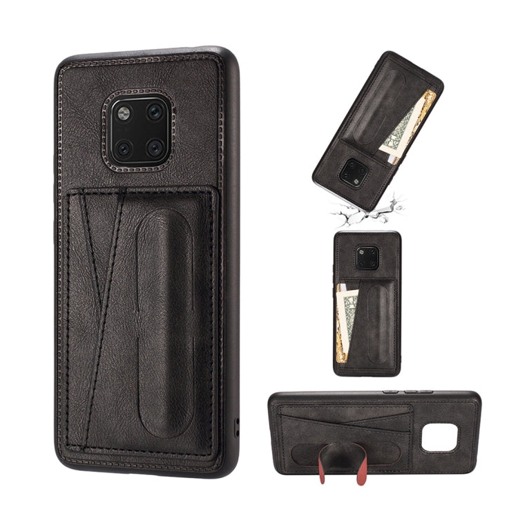 For Huawei Mate 20 Pro Shockproof PC + PU Protective Case with Spring Holder & Card Slot
