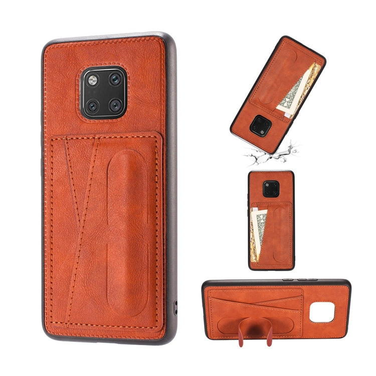 For Huawei Mate 20 Pro Shockproof PC + PU Protective Case with Spring Holder & Card Slot