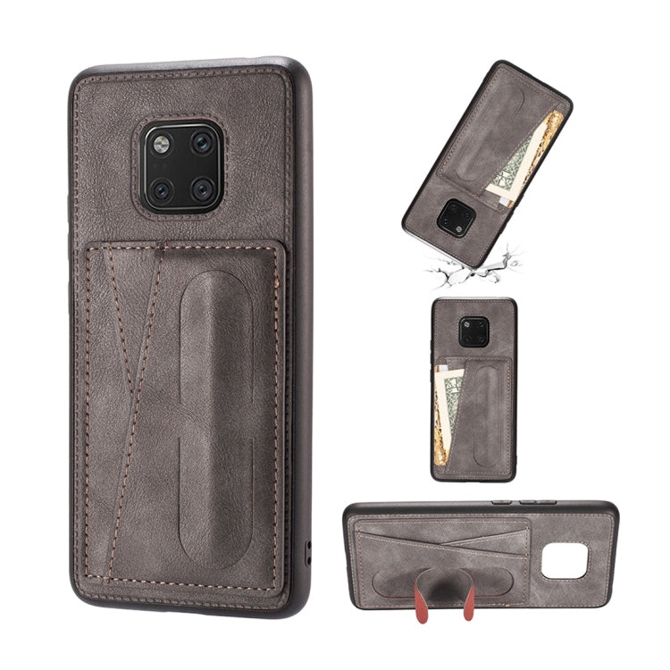 For Huawei Mate 20 Pro Shockproof PC + PU Protective Case with Spring Holder & Card Slot