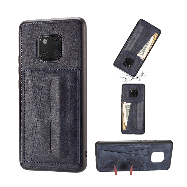 For Huawei Mate 20 Pro Shockproof PC + PU Protective Case with Spring Holder & Card Slot